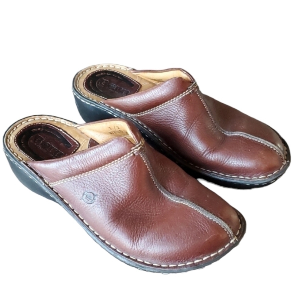 Born Women Comfort Leather Slide Mules Mary Jane Loafer shoes sz 7